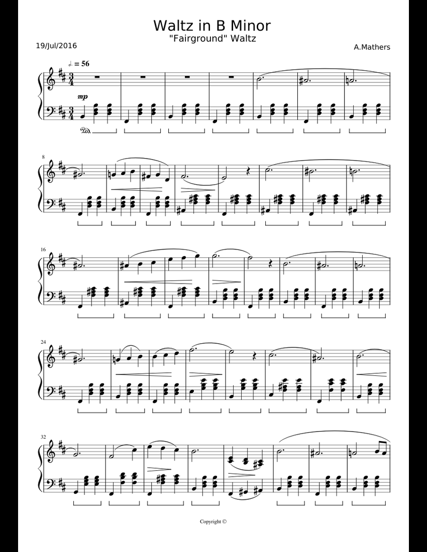 Waltz In B Minor Sheet Music For Piano (Solo) | Musescore.com