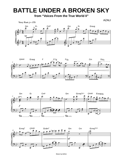 BATTLE UNDER A BROKEN SKY [from Voices From the True World II] - AZALI (Piano)