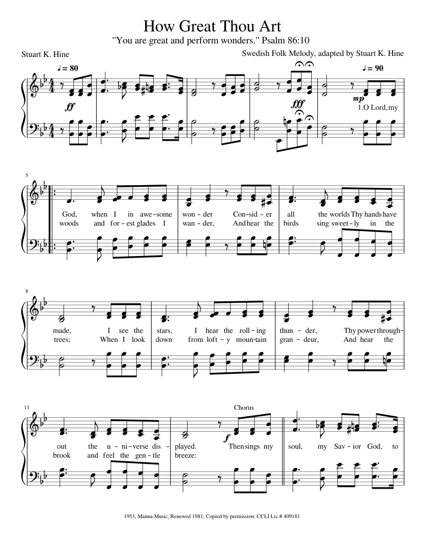 How Great Thou Art Sheet Music for Piano (SATB) easy | MuseScore.com