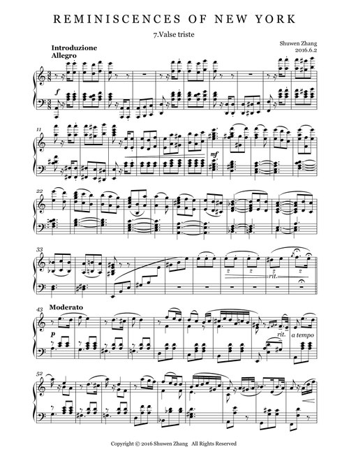 Reminiscences of New York,Bk.1,No.7: Valse triste - Schuwenn Z. (Piano Solo)
