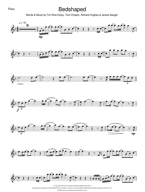 Bedshaped - Keane (Flute Solo)