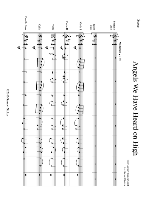 Angels We Have Heard on High - beginning string orchestra and SATB choir (Arr. Samuel Stokes) - Traditional (Choral, 4-Part)