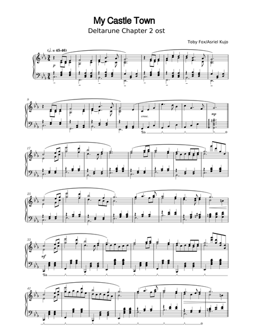 Deltarune Ch.2 - My Castle Town for piano solo
