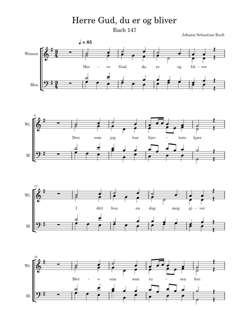 Cantate No. 147, BWV 147, No. 10 (Choral. "Jesus bleibet meine Freude") – Johann Sebastian Bach Johann Sebastian Bach Herre Gud, du er og bliver