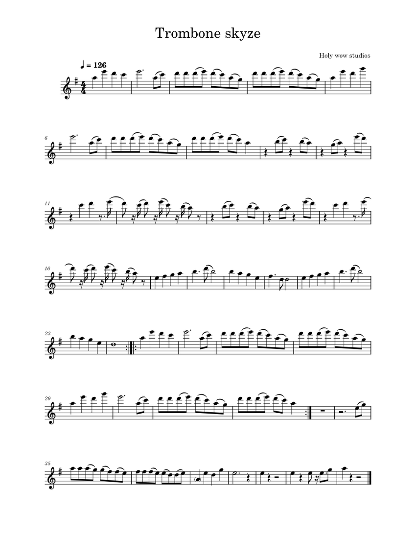 Trombone Skyze Holy Wow (from Trombone Champ arr. for alto sax