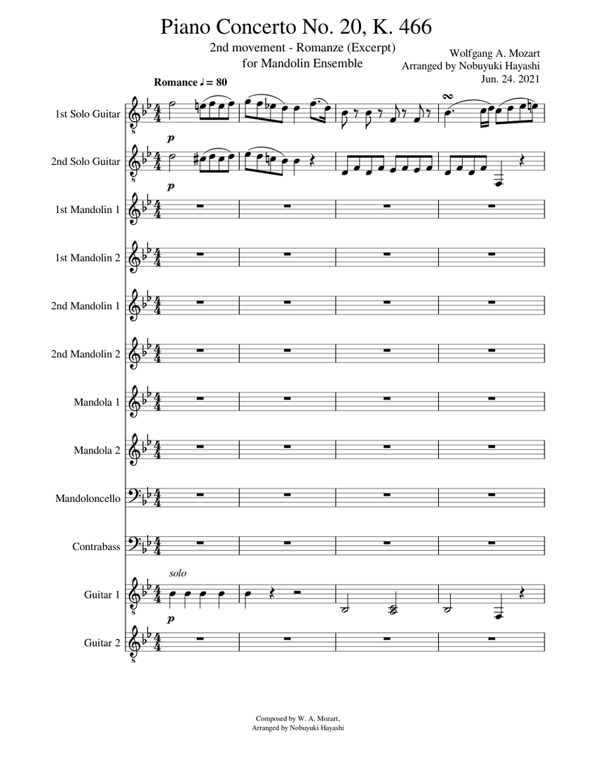 Piano Concerto No. 20, K. 466, 2nd movement - Romanze