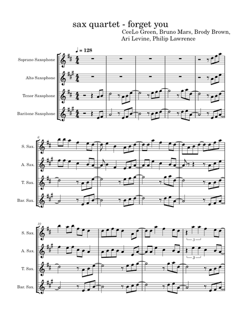 F**k You (Forget You) – Cee Lo Green (SATB Saxophones)