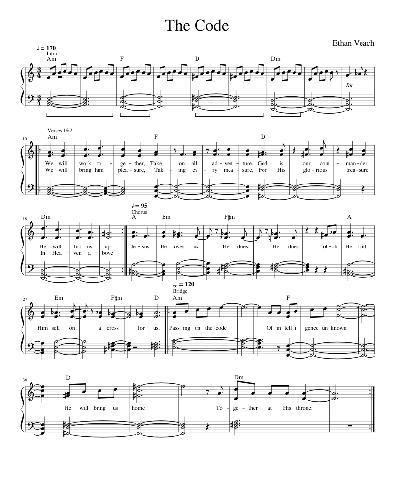 The Code Sheet Music with Chords for Piano (Solo) Easy | MuseScore.com