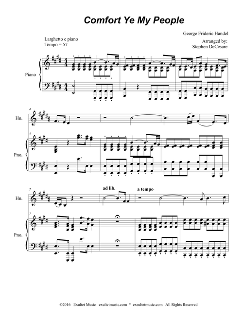 Comfort Ye My People (French Horn and Piano) (Arr. Stephen DeCesare) (French Horn and Piano)
