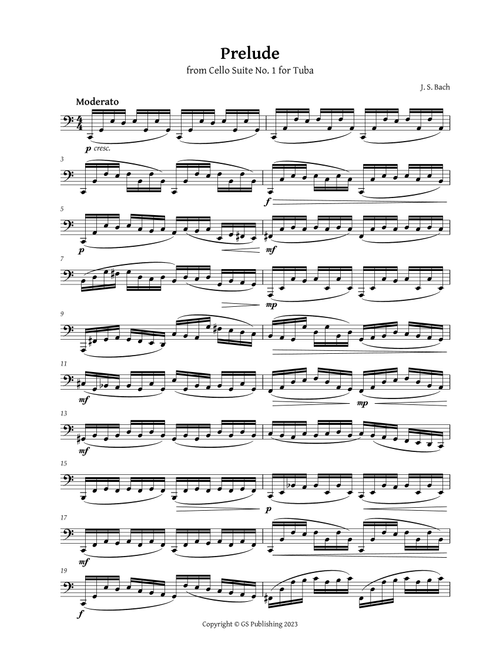 Bach Cello Suite 1 Prelude - Tuba (Arr. GS Publishing) (Tuba Solo)