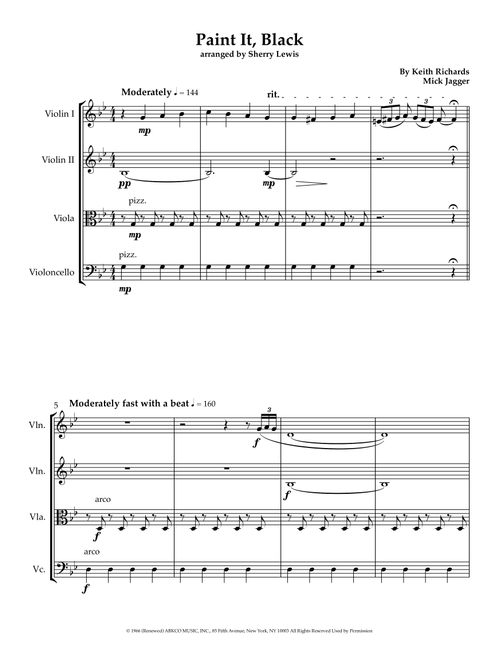 Paint It, Black (Arr. Sherry Lewis) - Rolling Stones (String Quartet)