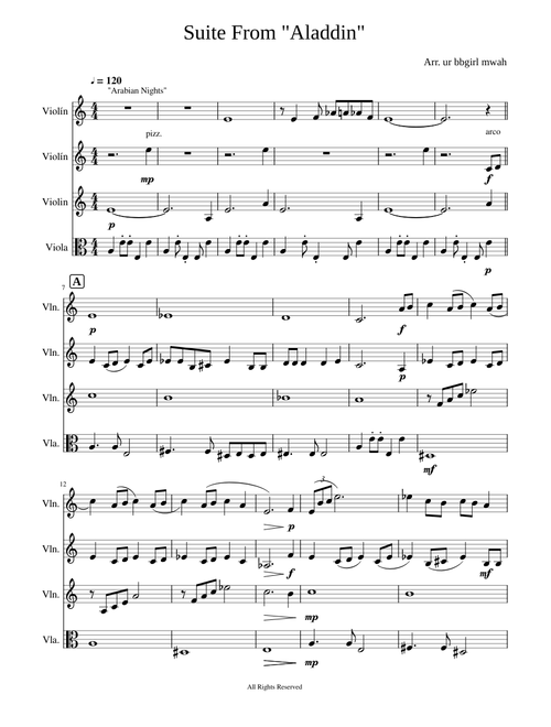 Suite from "Aladdin" (String Quartet)
