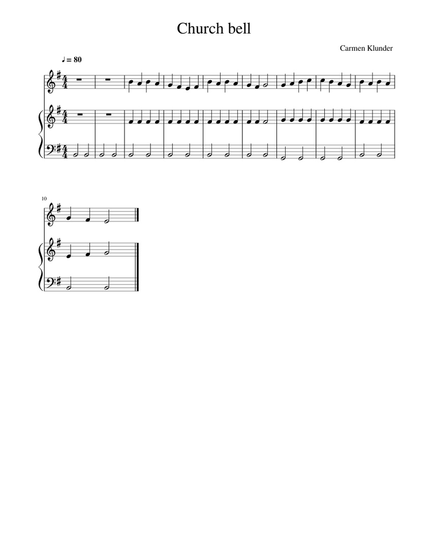 Church bell Sheet Music for Piano, Vocals (Piano-Voice) | MuseScore.com