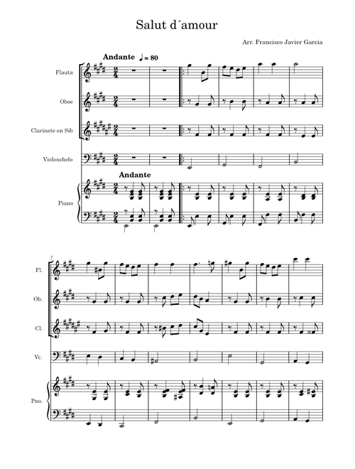 Salut d'amour, Op.12 – Edward Elgar Salut d'amour mixed group