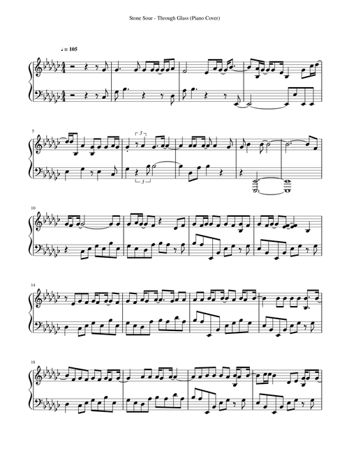 Through Glass (Arr. JohnHenry) - Stone Sour (Piano Solo)