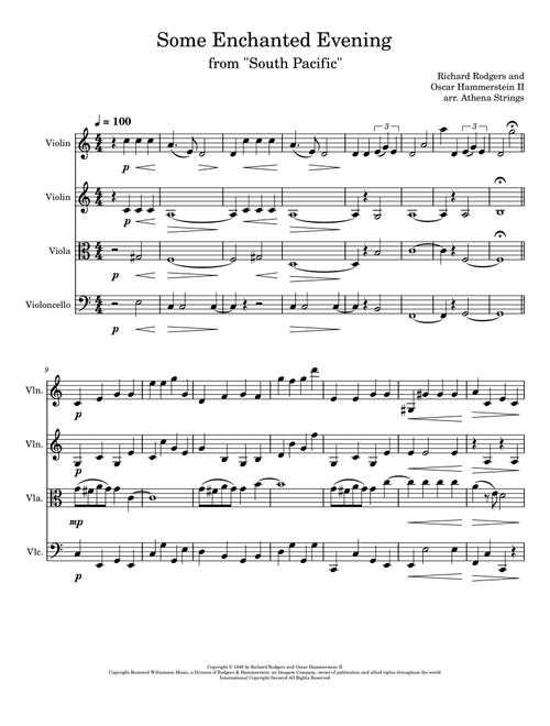 Some Enchanted Evening (Arr. Athena Strings) - Richard Rodgers (String Quartet)