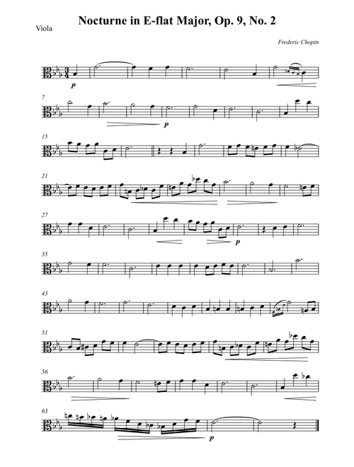 Nocturne in E-flat Major, Op. 9, No. 2 (Arr. Wesley S. SIlva) - Frederic Chopin (Viola Solo)
