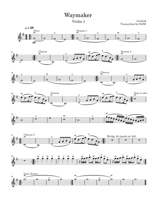 Waymaker – Leeland Waymaker violin 1
