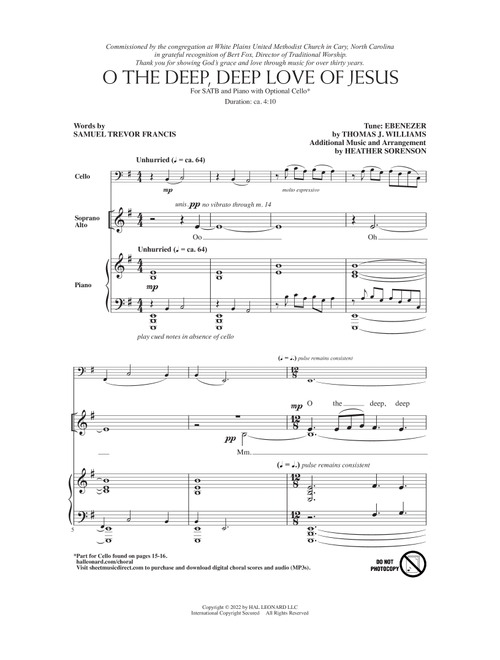 O The Deep, Deep Love Of Jesus (Arr. Heather Sorenson) - Samuel Trevor Francis (Choral, SATB)