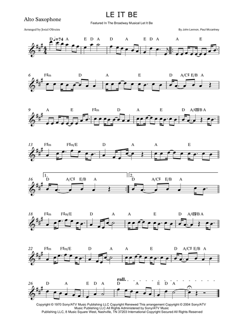 Let It Be (Arr. Josiel Oliveira) - Kris Allen (Alto Sax Solo)