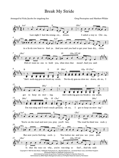 Break My Stride (Arr. Vicky Jacobs) - Matthew Wilder (Choral, 2-Part)