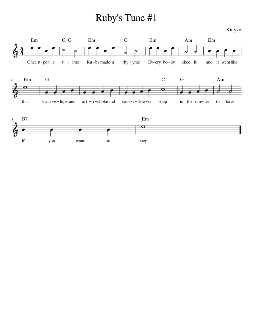 Ruby s Tune 1 Sheet music for Piano (Solo) Easy | Musescore.com
