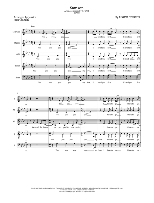 Samson (Arr. Jessica Joan Graham) - Regina Spektor (Choral)