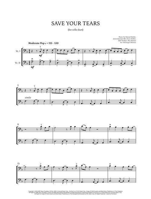 Save Your Tears (Arr. Henrique Oliveira) - The Weeknd (Cello Duet)