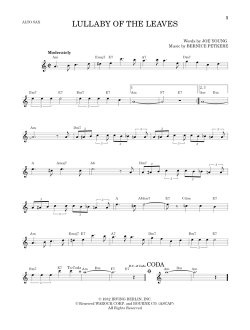 Lullaby Of The Leaves - Joe Young (Alto Sax Solo)
