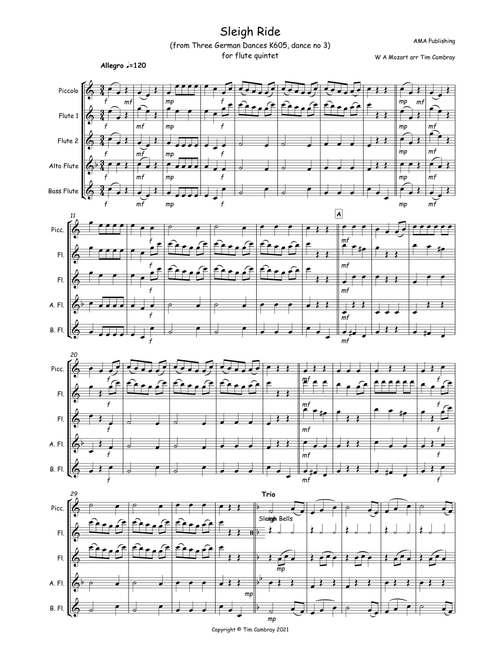 Sleigh Ride (Arr. Tim Cambray) - W A Mozart (Woodwind Ensemble)