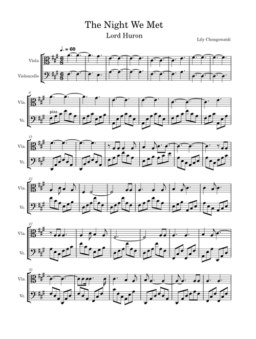 The Night We Met Viola/Cello Duet
