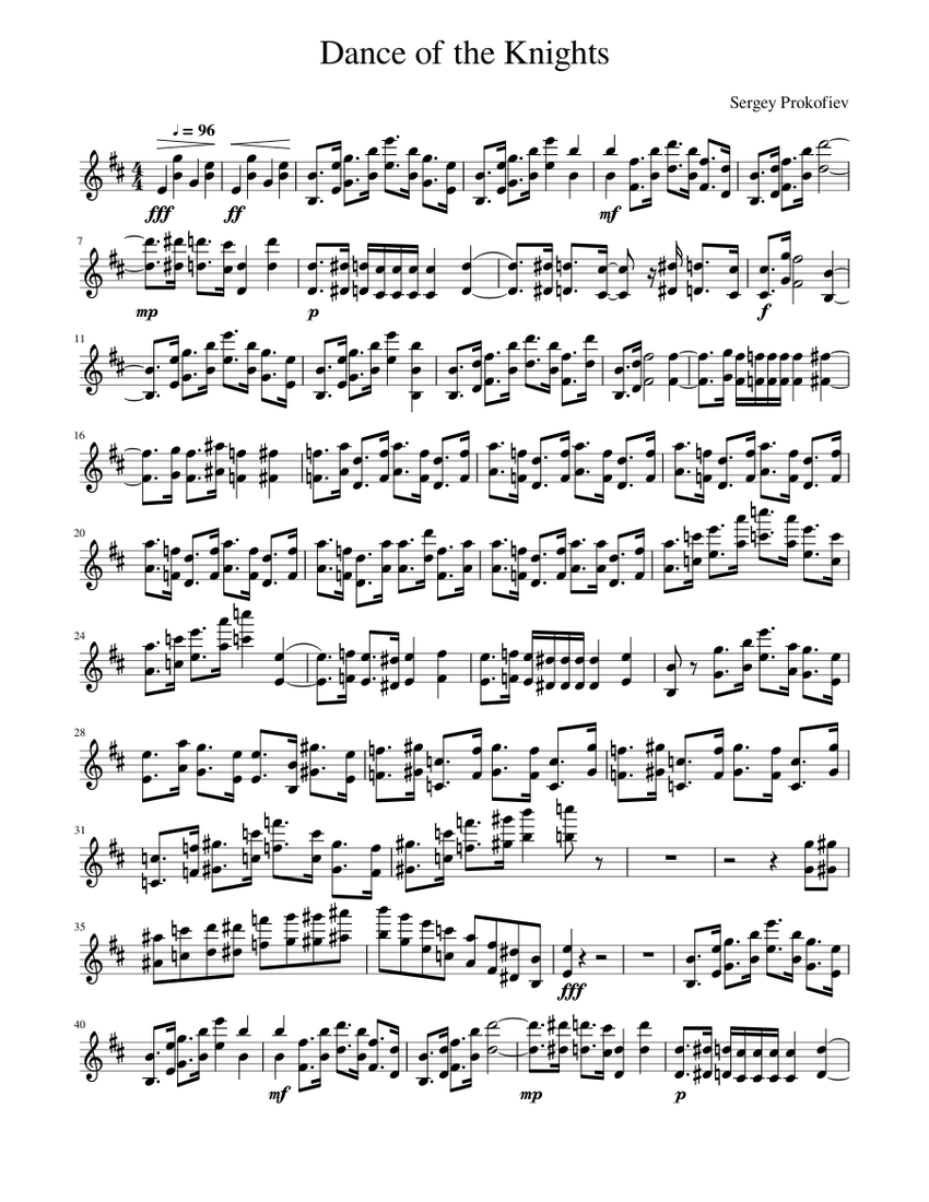 Respeto a ti mismo menta pesadilla Dance of the Knights Sheet music for Violin (Solo) | Musescore.com