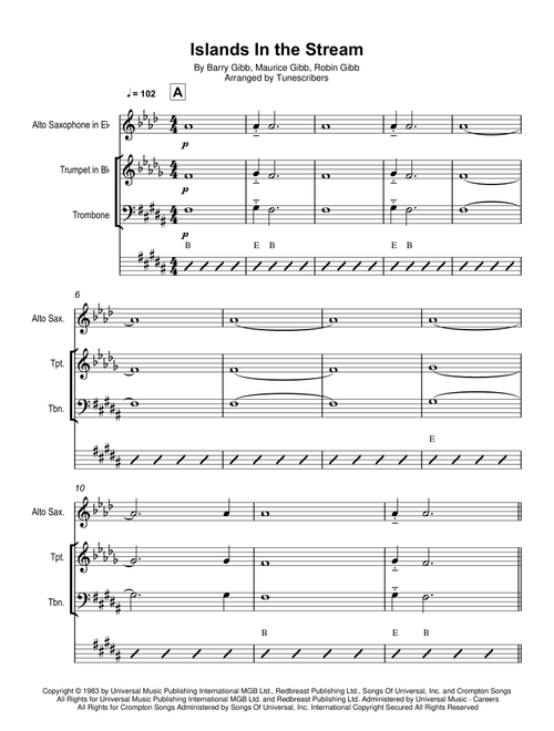 Islands In the Stream (Arr. Tunescribers) - Barry Gibb, Robin Gibb, Maurice Gibb (Brass Ensemble)