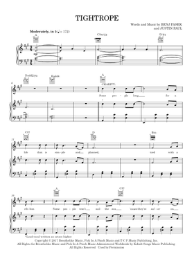 Free Tightrope by Benj Pasek and Justin Paul sheet music
