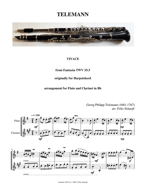 Telemann, Georg Philipp - Vivace from TWV 33:3 for Flute and Clarinet
