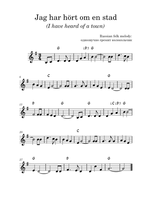 Jag har hört om en stad ovan molnen – Misc Traditional Jag har hört om en stad LEAD SHEET