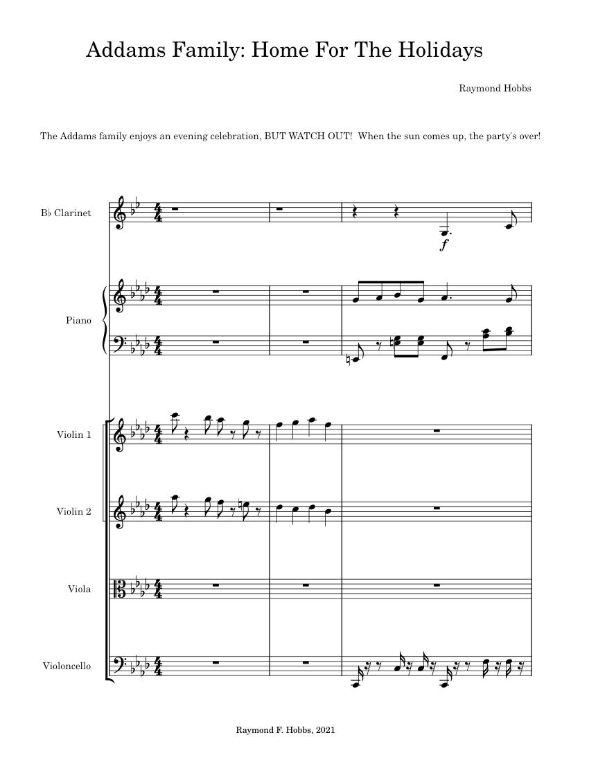 Addams Family Home For The Holidays Sheet music for Piano, in