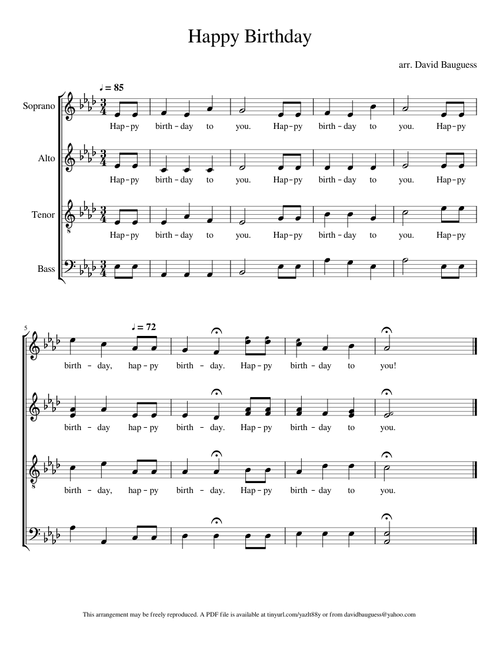 Happy Birthday  (SATB)
