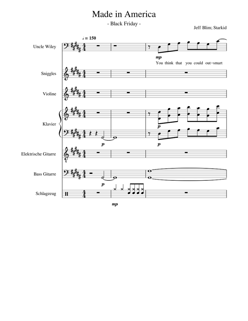 Made in America Sheet music for Piano, Bass voice, Vocals, Violin