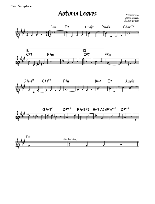 Autumn Leaves – Tenor Saxophone