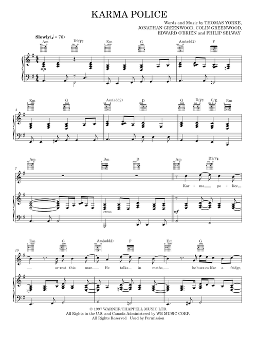 Karma police - Radiohead (Piano-Vocal-Guitar)