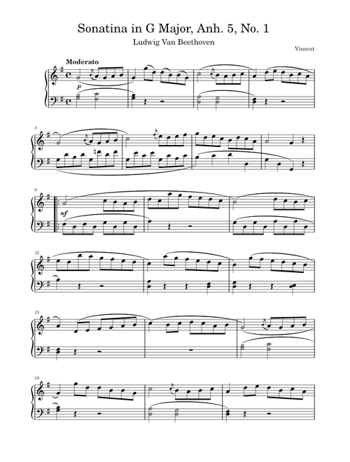 Beethoven - Sonatina in G major, Anh. 5, No. 1