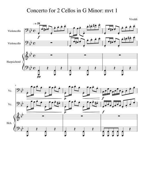 Concerto for 2 Cellos in G Minor mvt 1