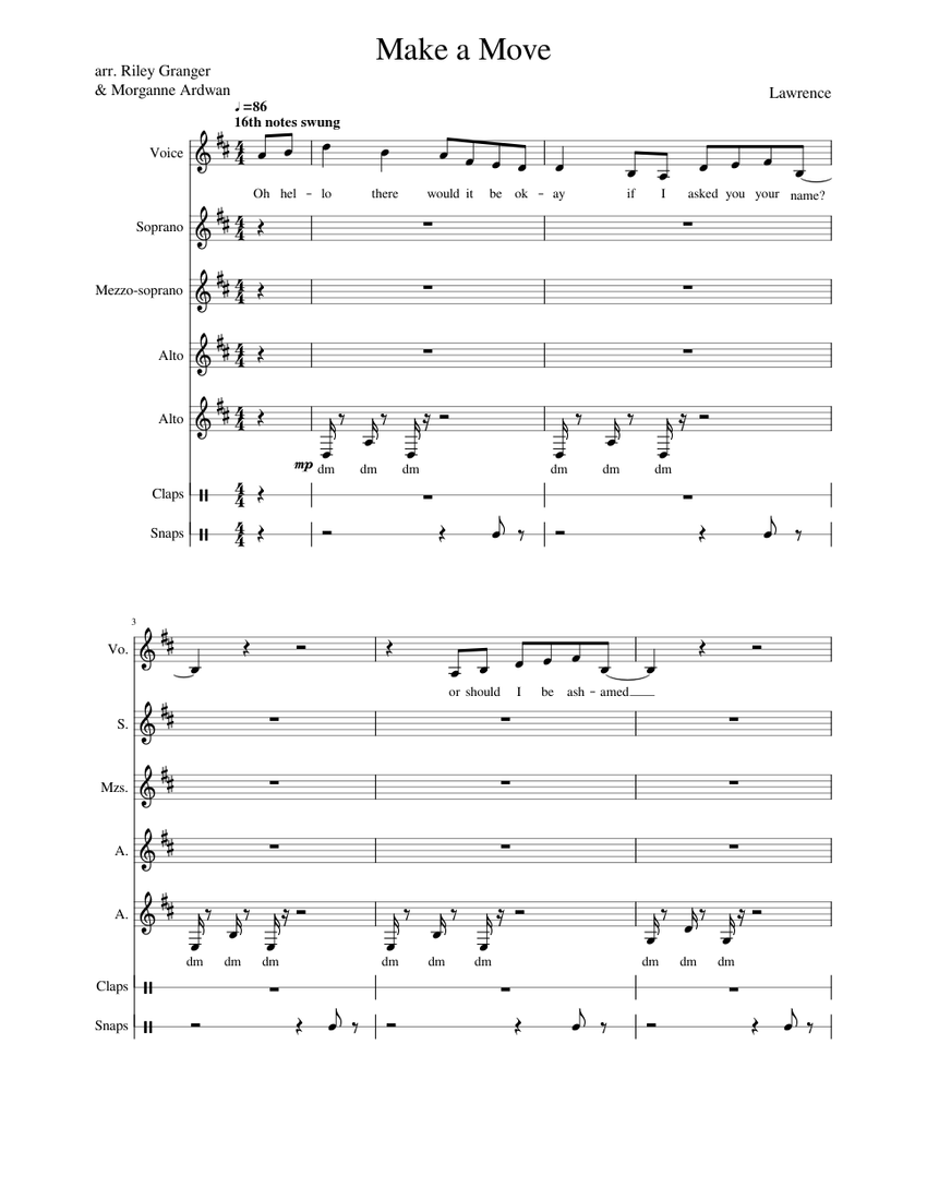 Make a Move SSAA a cappella 1 Sheet Music for Soprano, Alto, Vocals ...