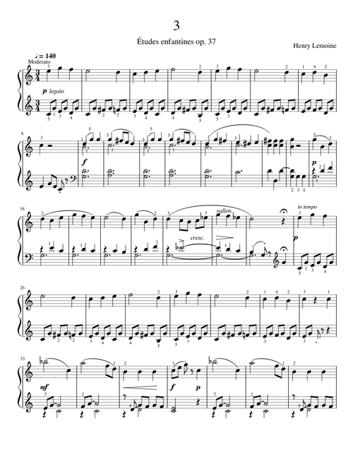 Lemoine: Études enfantines op. 37 no. 3