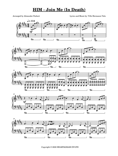 Join Me In Death (Arr. Alexander Pochert) - HIM (Piano Solo)