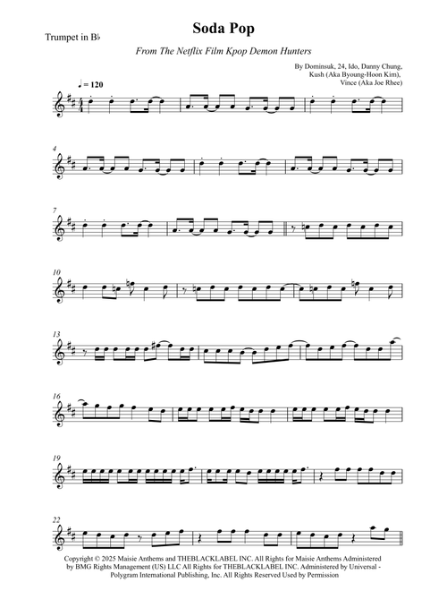 Soda Pop (Arr. Wesley S. SIlva) - Saja Boys (Trumpet Solo)