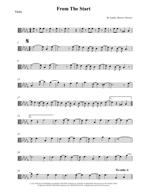 From The Start (Arr. Wesley S. SIlva) - Laufey (Viola Solo)