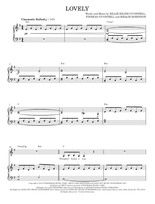 Lovely (from 13 Reasons Why) - Billie Eilish & Khalid (Piano Vocal)