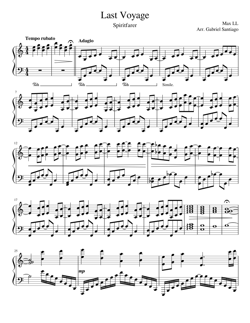 Last Voyage Max LL (Spiritfarer) Sheet music for Piano (Solo
